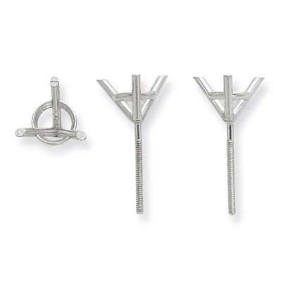 7.00mm Round 3 Prong Threaded Post Earring 14k white Gold  WG2901-10
