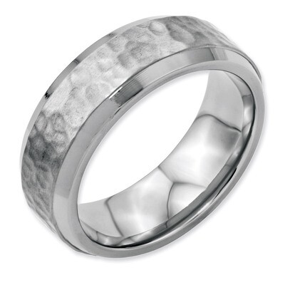 Beveled Edge 8mm Hammered and Polished Band - Stainless Steel SR117 by Chisel, MPN: SR117, 88677438…