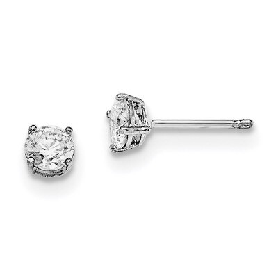 5Mm Round CZ Stud Earrings Sterling Silver Rhodium-plated QGK168, MPN: QGK168, 191101111334