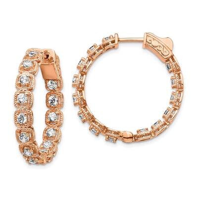 Rose-Tone Cz Hinged In Out Hoop Earrings Sterling Silver QE15456, MPN: QE15456, 886774098340