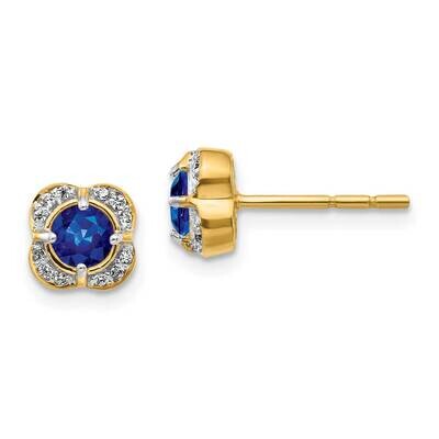 Sapphire Fancy Earrings 14k Gold Diamond EM3923-SA-009-YA, MPN: EM3923-SA-009-YA, 191101836695