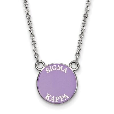 Sigma Kappa Extra Small Enameled Pendant with 18 Inch Chain Sterling Silver SS012SKP-18, MPN: SS012…