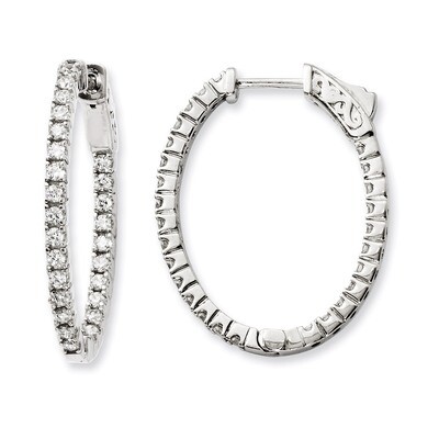 CZ In and Out Oval Hoop Earrings Sterling Silver Rhodium-plated QE11069, MPN: QE11069, 886774726946