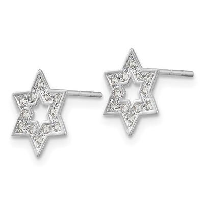 Synthetic Diamond Star of David Earrings - 14k White Gold SE2201 by Madi K, MPN: SE2201, 8867749992…