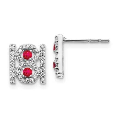 Ruby Fancy Earrings 14k White Gold Diamond EM3843-RU-030-WA, MPN: EM3843-RU-030-WA, 191101836046