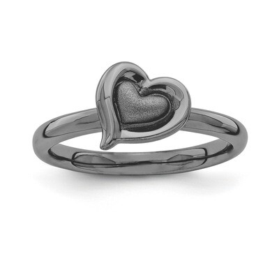 Black-plated Heart Ring - Sterling Silver QSK1624, MPN: QSK1624, 886774251325