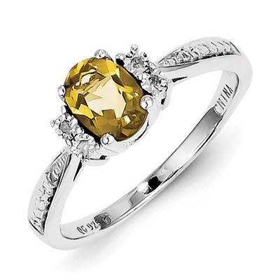 Whiskey Quartz Ring Diamond Sterling Silver QR4535WQ, MPN: QR4535WQ, 883957438856