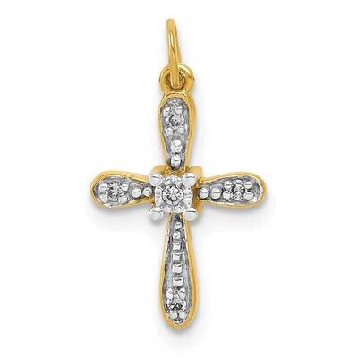 .03Ct. Diamond Cross Charm 14k Gold &amp; Rhodium PM5091-003-YA, MPN: PM5091-003-YA, 843642051418