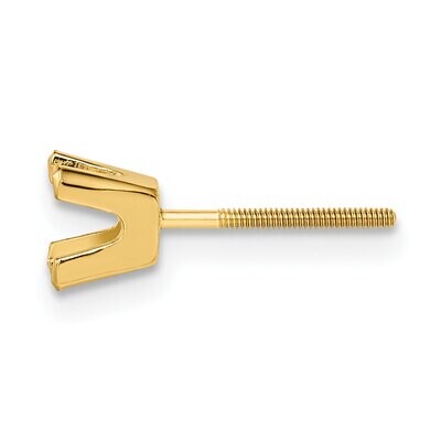 Princess 2.5mm V-End Threaded Post Earring Mounting 14k Yellow Gold YG371, MPN: YG371,