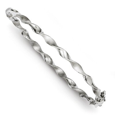 3.75mm Brushed &amp; Polished Hollow Twist Hinged Bangle Sterling Silver QB687, MPN: QB687, 886774748801