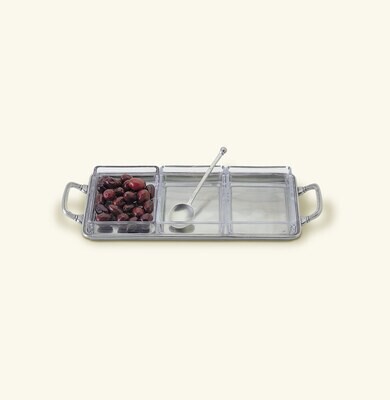 Match Pewter Crudite Tray With Handles Crystal Inserts 1115.6, MPN: 1115.6,