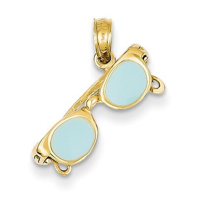 Aqua Enameled Sunglasses Pendant 14k Gold K3106, MPN: K3106, 637218111701