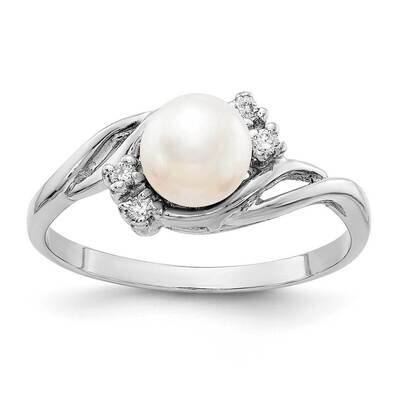 6mm Freshwater Cultured Pearl Diamond Ring 14k White Gold Y1922PL_AA, MPN: Y1922PL_AA, 191101547904