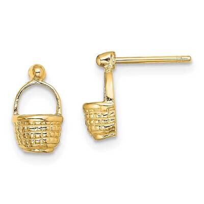 Mini Basket Post Earrings 2-D Flat Back (2of2) 14k Gold TE817, MPN: TE817, 63721805101