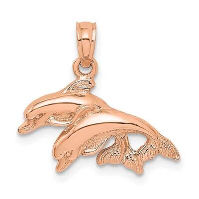 Polished Double Dolphins Jumping Left Charm 14k Rose Gold K7725R, MPN: K7725R, 196904085561