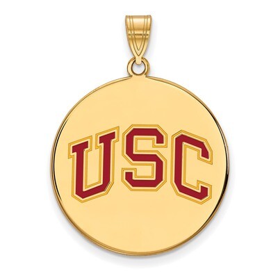 University of Southern California XLarge Enamel Disc Pendant Gold-plated Sterling Silver GP053USC, …