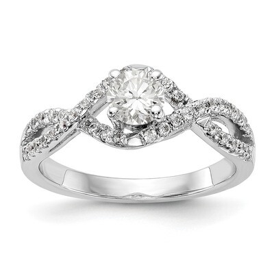 Diamond Round Semi-mount By-Pass Engagement Ring 14k White Gold RM2514E-050-WAA, MPN: RM2514E-050-W…