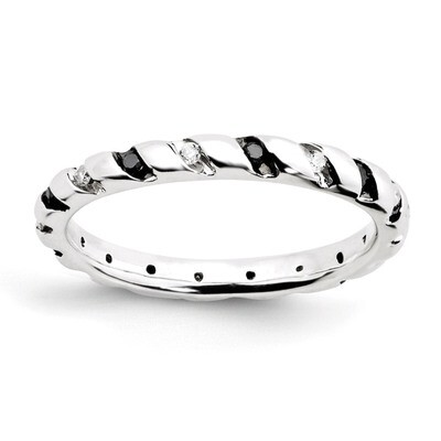 Black &amp; White Diamond Ring Sterling Silver QSK1047-10, MPN: QSK1047, 886774202303