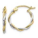 Two-Tone Polished 1.8mm Twisted Hoop Earrings 10k Gold 10TE228, MPN: 10TE228, 191101565847