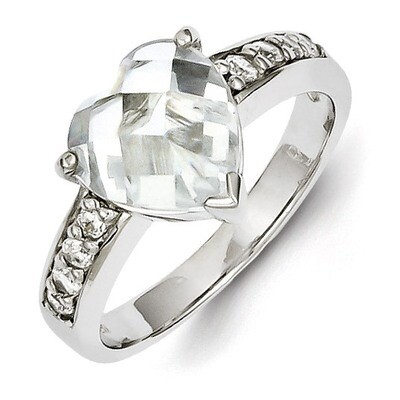 Sterling Silver Rhodium Plated Diamond Heart Ring QR4303-6