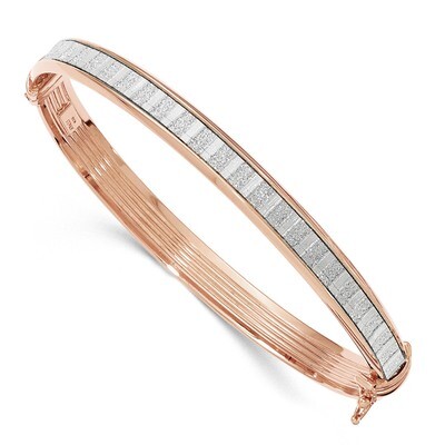 Rose-tone with Glitter Hinged Bangle Sterling Silver QB1034