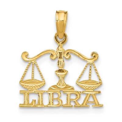 Engraved Block Libra Charm 14k Gold K8952, MPN: K8952, 63721803176