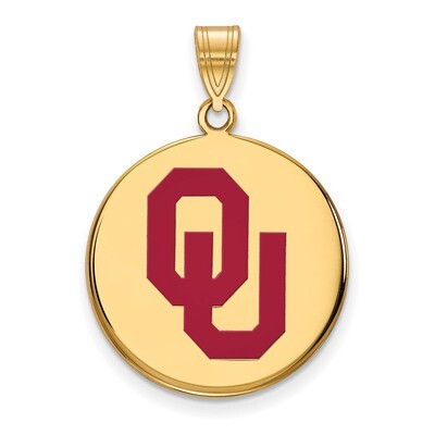 University of Oklahoma Large Enamel Disc Pendant Gold-plated Sterling Silver GP039UOK, MPN: GP039UO…