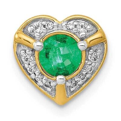 Emerald Fancy Heart Pendant 14k Gold Diamond PM3921-EM-007-YA, MPN: PM3921-EM-007-YA, 883957292250