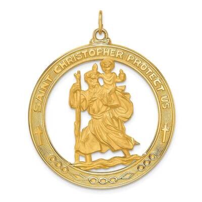 Extra Large Cut-out St. Christopher Medal 14k Gold Solid Polished Satin XR1796, MPN: XR1796, 883957…