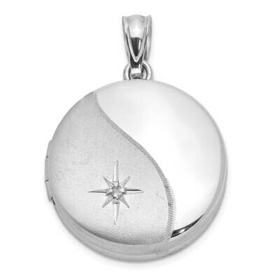 Diamond 20mm Round Locket Sterling Silver Rhodium-plated QLS1082, MPN: QLS1082,