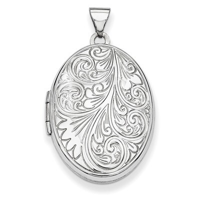 Scroll Oval Locket 14k White Gold XL618, MPN: XL618, 191101191664