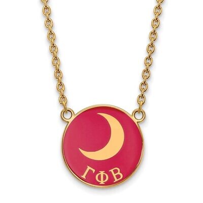 Gamma Phi Beta Small Enameled Pendant with 18 Inch Chain Gold-plated Silver GP043GPB-18, MPN: GP043…