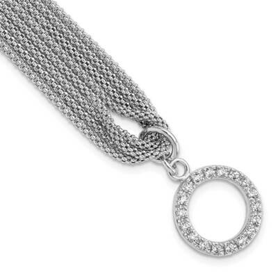 Sterling Silver Rhodium-plated Multi-strand CZ Toggle Bracelet LUIBR592-RH