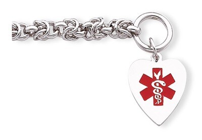 7.75 Inch Enameled Heart Medical ID Bracelet Engravable Sterling Silver XSM101-7.75, MPN: XSM101-7.…
