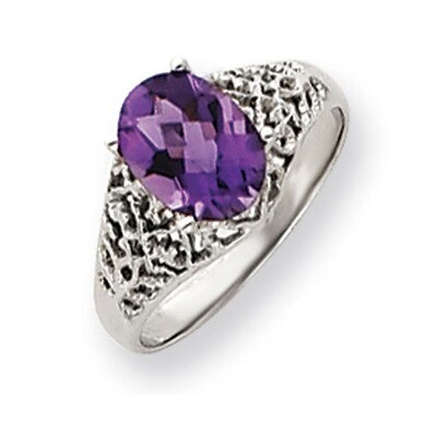 Amethyst Checker Ring 14k white Gold 8x6mm Oval Y4697AC, MPN: Y4697AC, 883957592367
