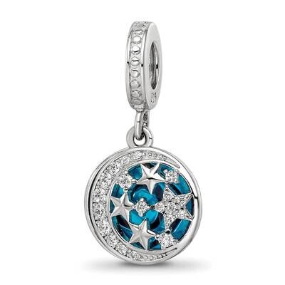 Enamel CZ Celestial Dangle Bead Sterling Silver Rhodium-plated QRS4141, MPN: QRS4141,