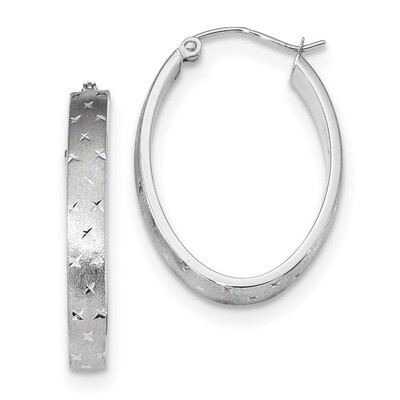 Polished Satin &amp; Diamond -cut Hoop Earrings 14k white Gold TF1086W, MPN: TF1086W, 191101057519