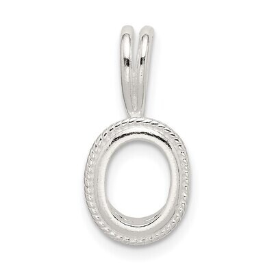 Oval 5 x 3mm Rope Frame Back Set Fixed Bail Pendant Setting Sterling Silver SS3253, MPN: SS3253,