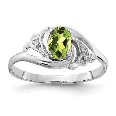 6x4mm Oval Peridot Checker Diamond Ring 14k White Gold X9717PE_AA, MPN: X9717PE_AA, 883957711416