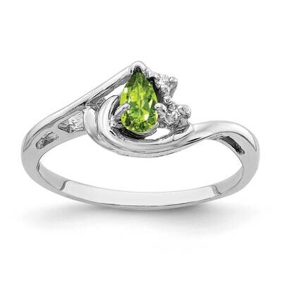 5x3mm Pear Peridot Aaa Diamond Ring 14k White Gold Y4628PE/AAA, MPN: Y4628PE_AA, 883957466279