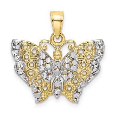 Rhodium Butterfly White Edge and Cut-Out Wings 10k Gold 10K9336, MPN: 10K9336,
