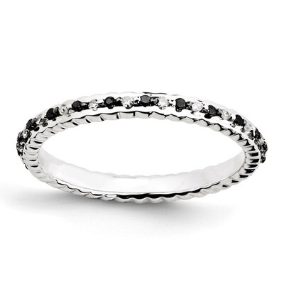 Black &amp; White Diamond Ring - Sterling Silver QSK1052, MPN: QSK1052, 886774202587