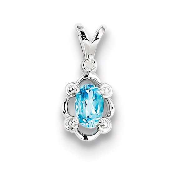 Light Swiss Blue Topaz &amp; Diamond December Pendant Sterling Silver QBPD21DEC, MPN: QBPD21DEC, 883957…