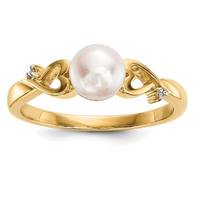 Diamond &amp; Freshwater Cultured Pearl Polished Ring 14k Gold Y13789/PL, MPN: Y13789/PL, 883957313320