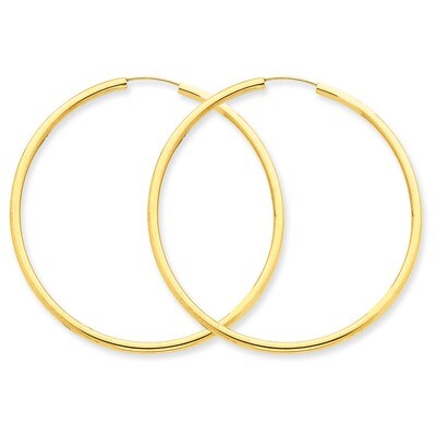 Round Endless 2mm Hoop Earrings 14k Gold Polished H985, MPN: H985, 883957900797