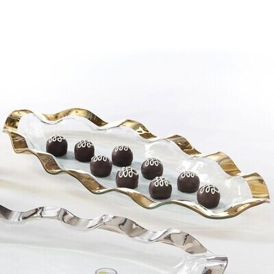 Annieglass Ruffle Mini Oval Tray Gold, MPN: G233, UPC: