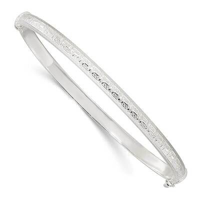 Texture Greek Key Hinged Bangle Sterling Silver Polished QB1415, MPN: QB1415, 196904155233