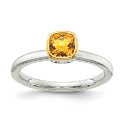 Citrine Ring Sterling Silver with 14k Gold Accent QTC1720, MPN: QTC1720, 883957342030