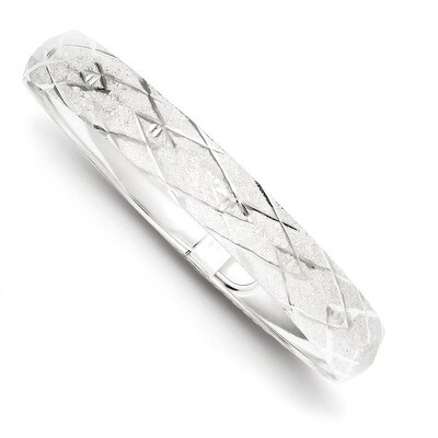 10mm Polished &amp; Textured Bangle Sterling Silver QB593, MPN: QB593, 886774748702