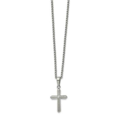 CZ Diamond Cross 22 Inch Necklace Stainless Steel Polished SRN2753-22 by Chisel, MPN: SRN2753-22, 1…